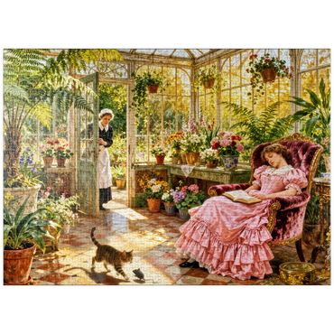 puzzleplate Sunlit Victorian Greenhouse Reading Nook 1000 Jigsaw Puzzle