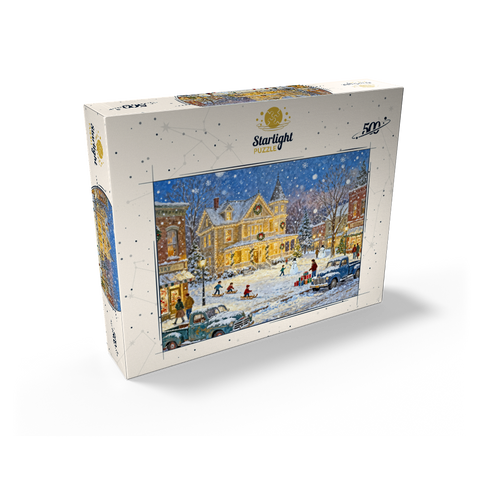Snowy Victorian Christmas Town Square House 500 Jigsaw Puzzle box view2