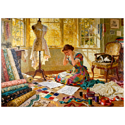 puzzleplate Sunlit Sewing Studio Dressmaking Scene 1000 Jigsaw Puzzle