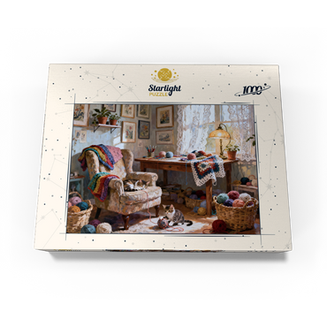 Sunlit Knitting Room Cats by Window 1000 Jigsaw Puzzle box view3