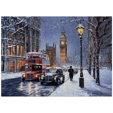 puzzleplate Big Ben London Snowy Night Street Scene 300 Jigsaw Puzzle