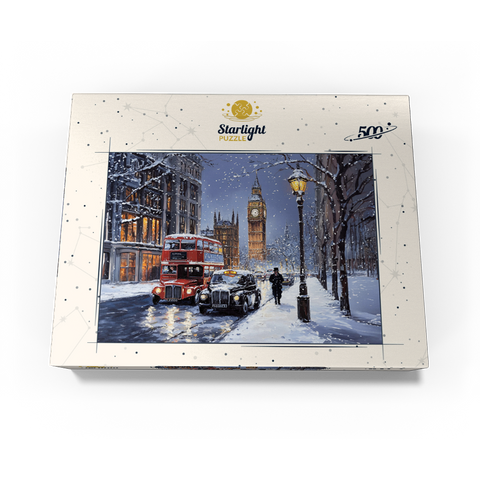 Big Ben London Snowy Night Street Scene 500 Jigsaw Puzzle box view3