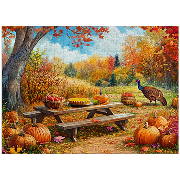 puzzleplate Autumn Harvest Picnic Table with Pumpkins 300 Jigsaw Puzzle