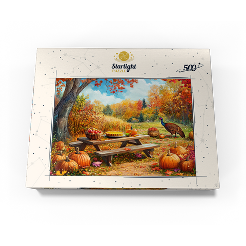 Autumn Harvest Picnic Table with Pumpkins 500 Jigsaw Puzzle box view3