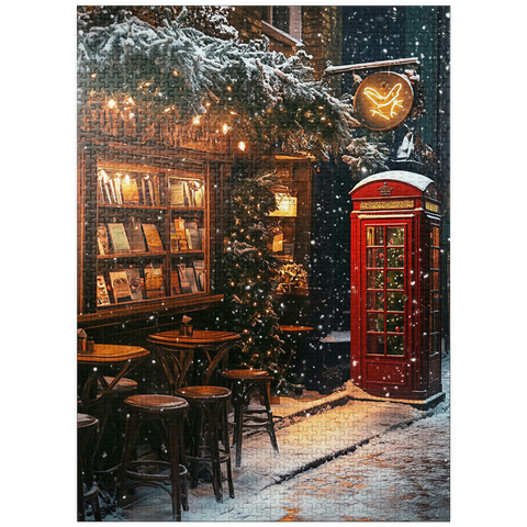 puzzleplate London Red Telephone Booth Snowy Christmas Street 1000 Jigsaw Puzzle