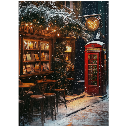 puzzleplate London Red Telephone Booth Snowy Christmas Street 300 Jigsaw Puzzle