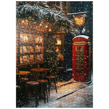 puzzleplate London Red Telephone Booth Snowy Christmas Street 500 Jigsaw Puzzle