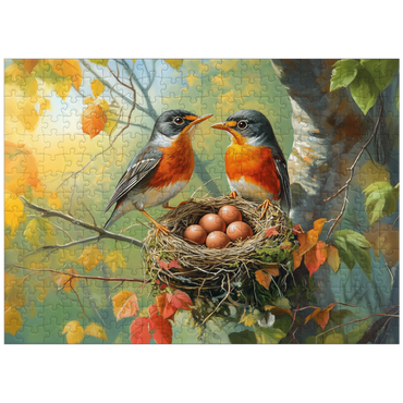 puzzleplate Autumn Songbird Nest with Eggs 300 Jigsaw Puzzle