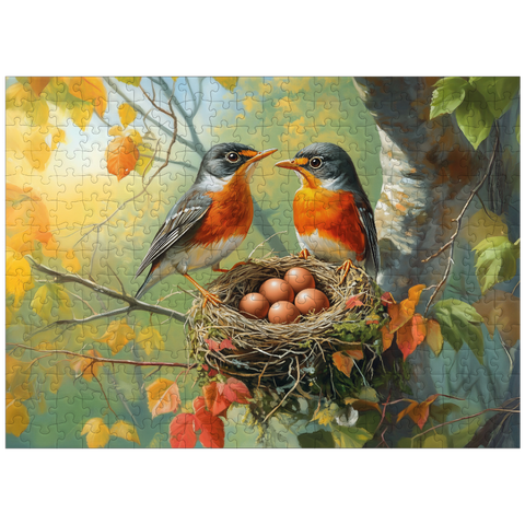 puzzleplate Autumn Songbird Nest with Eggs 300 Jigsaw Puzzle