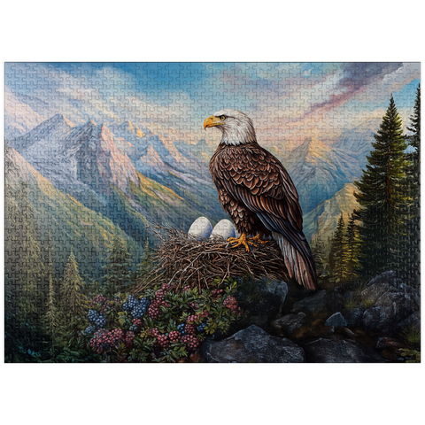puzzleplate Majestic Bald Eagle Nest Mountain Wilderness 1000 Jigsaw Puzzle