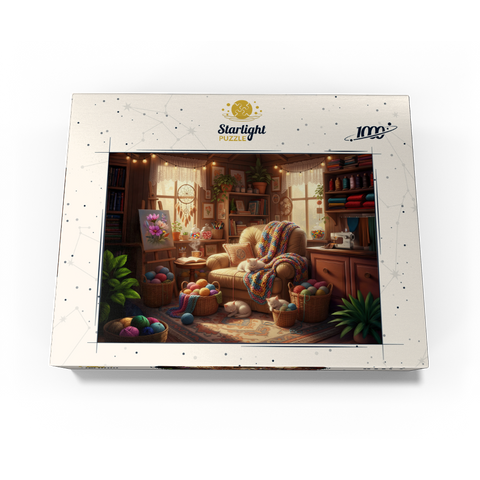 Cozy Craft Room Cats and Yarn 1000 Jigsaw Puzzle box view3