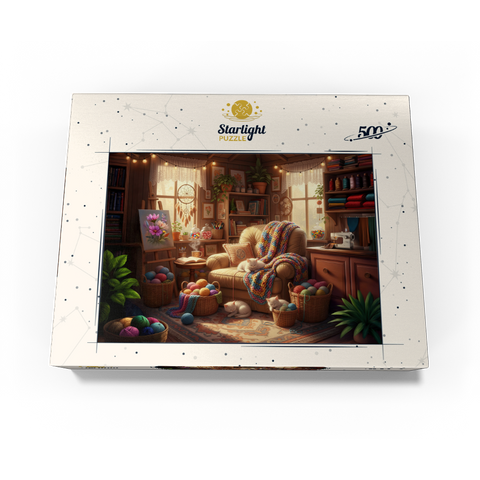 Cozy Craft Room Cats and Yarn 500 Jigsaw Puzzle box view3