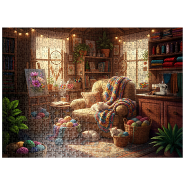 puzzleplate Cozy Craft Room Cats and Yarn 500 Jigsaw Puzzle