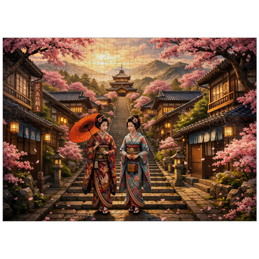 puzzleplate Kyoto Pagoda Street Cherry Blossoms 300 Jigsaw Puzzle