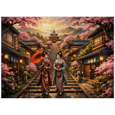 puzzleplate Kyoto Pagoda Street Cherry Blossoms 300 Jigsaw Puzzle