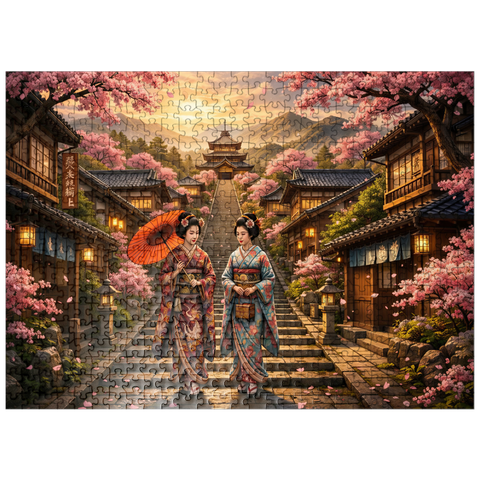 puzzleplate Kyoto Pagoda Street Cherry Blossoms 500 Jigsaw Puzzle