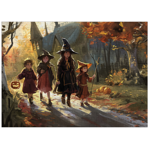 puzzleplate Haunted Village Halloween Trick or Treat Scene 300 Jigsaw Puzzle