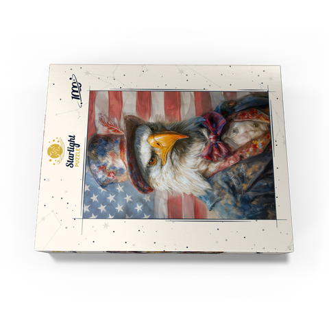 Patriotic Bald Eagle American Flag Portrait 1000 Jigsaw Puzzle box view3
