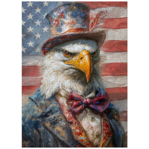 puzzleplate Patriotic Bald Eagle American Flag Portrait 300 Jigsaw Puzzle
