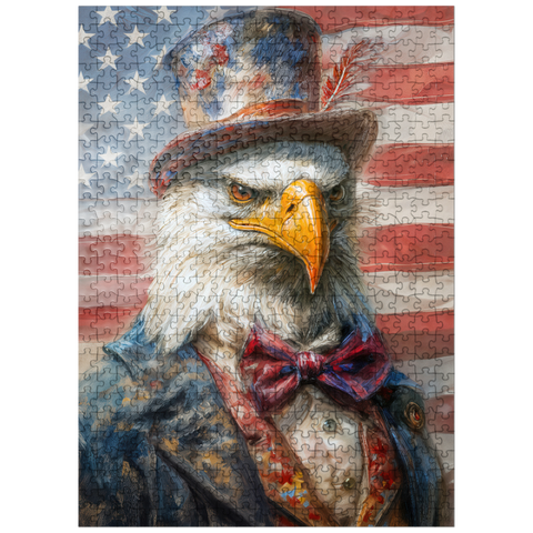puzzleplate Patriotic Bald Eagle American Flag Portrait 500 Jigsaw Puzzle