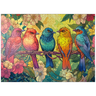 puzzleplate Colorful Songbirds on Floral Branches 1000 Jigsaw Puzzle