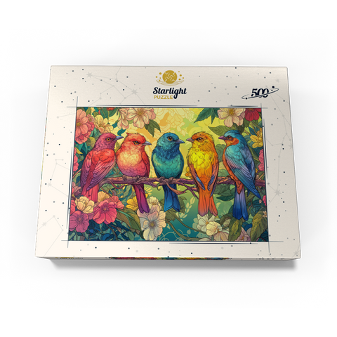 Colorful Songbirds on Floral Branches 500 Jigsaw Puzzle box view3