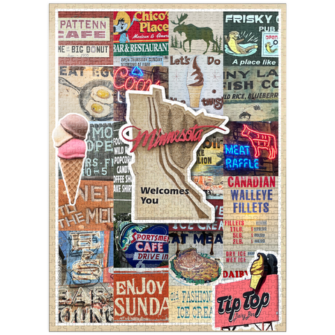 puzzleplate Travel Minnesota Poster, Foodie Collage 1000 Jigsaw Puzzle