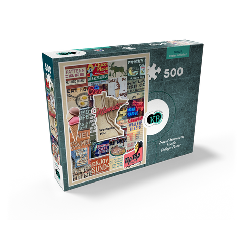 Travel Minnesota Poster, Foodie Collage 500 Jigsaw Puzzle box view2
