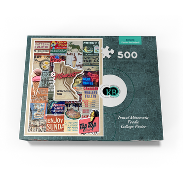 Travel Minnesota Poster, Foodie Collage 500 Jigsaw Puzzle box view3