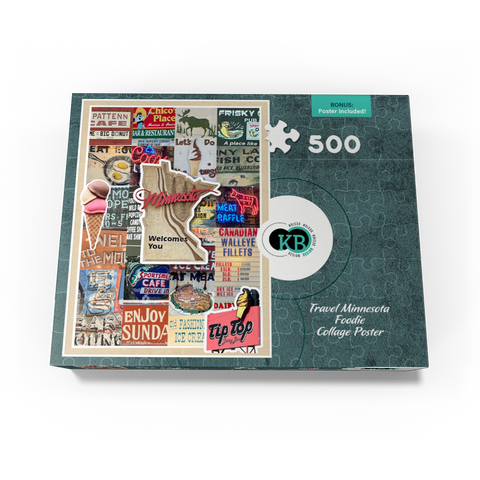 Travel Minnesota Poster, Foodie Collage 500 Jigsaw Puzzle box view3