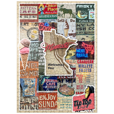 puzzleplate Travel Minnesota Poster, Foodie Collage 500 Jigsaw Puzzle