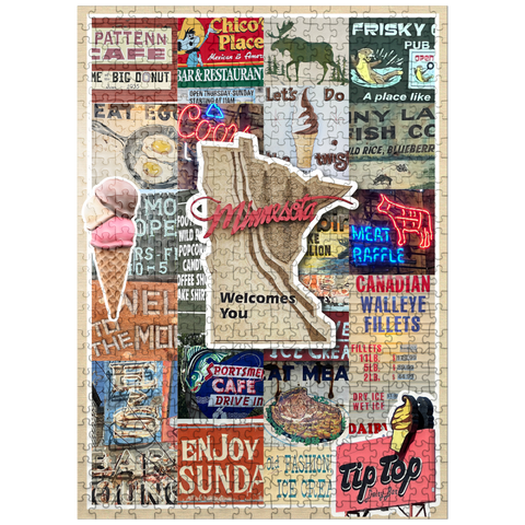 puzzleplate Travel Minnesota Poster, Foodie Collage 500 Jigsaw Puzzle