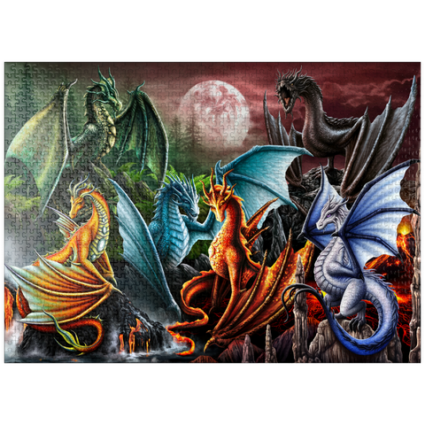 puzzleplate Dragon Moon Family - Sarah Richter 1000 Jigsaw Puzzle