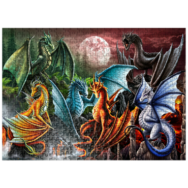 puzzleplate Dragon Moon Family - Sarah Richter 500 Jigsaw Puzzle
