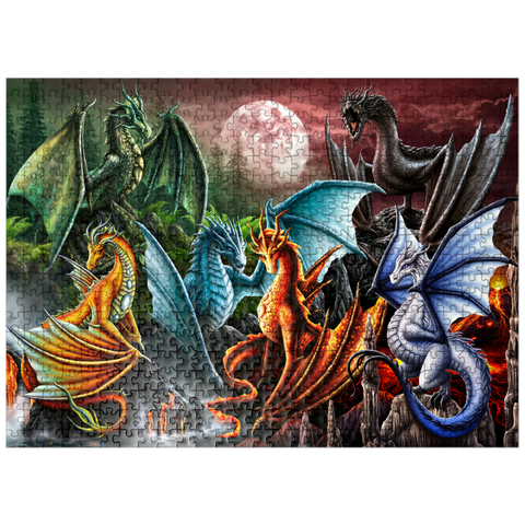 puzzleplate Dragon Moon Family - Sarah Richter 500 Jigsaw Puzzle