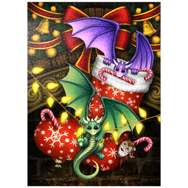 puzzleplate Christmas Dragons Xmas Holidays - Sarah Richter 1000 Jigsaw Puzzle