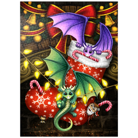 puzzleplate Christmas Dragons Xmas Holidays - Sarah Richter 1000 Jigsaw Puzzle