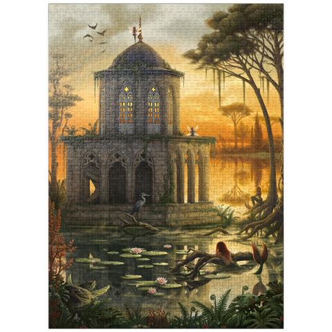 puzzleplate The Gothic Library Temple Lake - Sarah Richter 1000 Jigsaw Puzzle