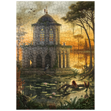 puzzleplate The Gothic Library Temple Lake - Sarah Richter 500 Jigsaw Puzzle