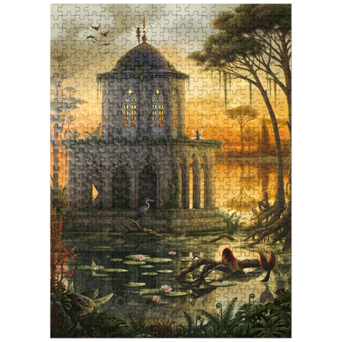 puzzleplate The Gothic Library Temple Lake - Sarah Richter 500 Jigsaw Puzzle