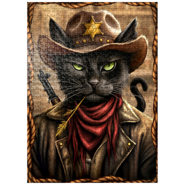 puzzleplate Billy the Cat Cowboy - Sarah Richter 500 Jigsaw Puzzle