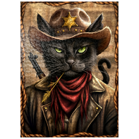puzzleplate Billy the Cat Cowboy - Sarah Richter 500 Jigsaw Puzzle