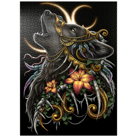 puzzleplate Howling Wolf black Lupus - Sarah Richter 1000 Jigsaw Puzzle