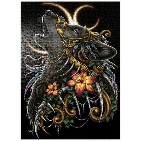 puzzleplate Howling Wolf black Lupus - Sarah Richter 500 Jigsaw Puzzle