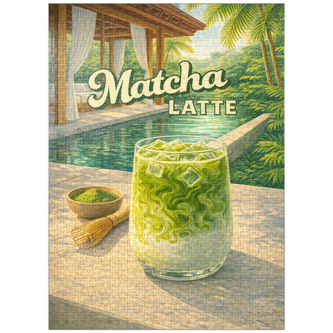puzzleplate Matcha Latte -Tropical Oasis by the Pool 1000 Jigsaw Puzzle