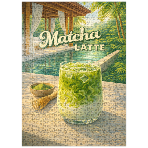 puzzleplate Matcha Latte -Tropical Oasis by the Pool 500 Jigsaw Puzzle