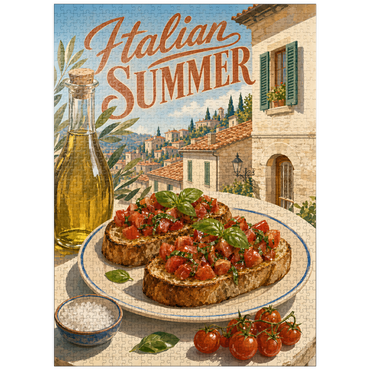 puzzleplate Italian Summer - Tuscany Italy Bruschetta Sunlit Village 1000 Jigsaw Puzzle