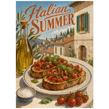 puzzleplate Italian Summer - Tuscany Italy Bruschetta Sunlit Village 300 Jigsaw Puzzle