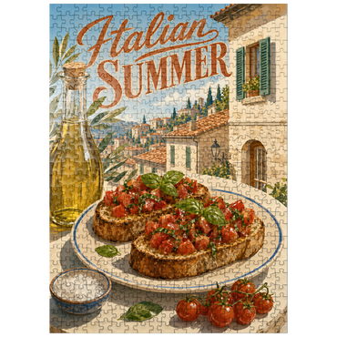 puzzleplate Italian Summer - Tuscany Italy Bruschetta Sunlit Village 500 Jigsaw Puzzle