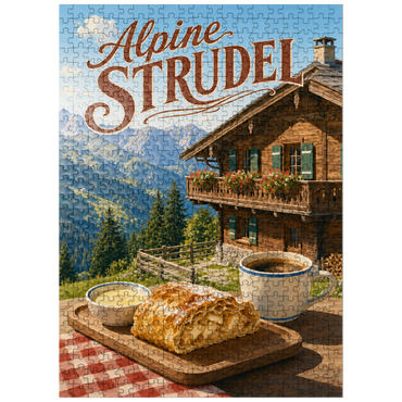 puzzleplate Alpine Strudel - Mountain Chalet Dessert 500 Jigsaw Puzzle
